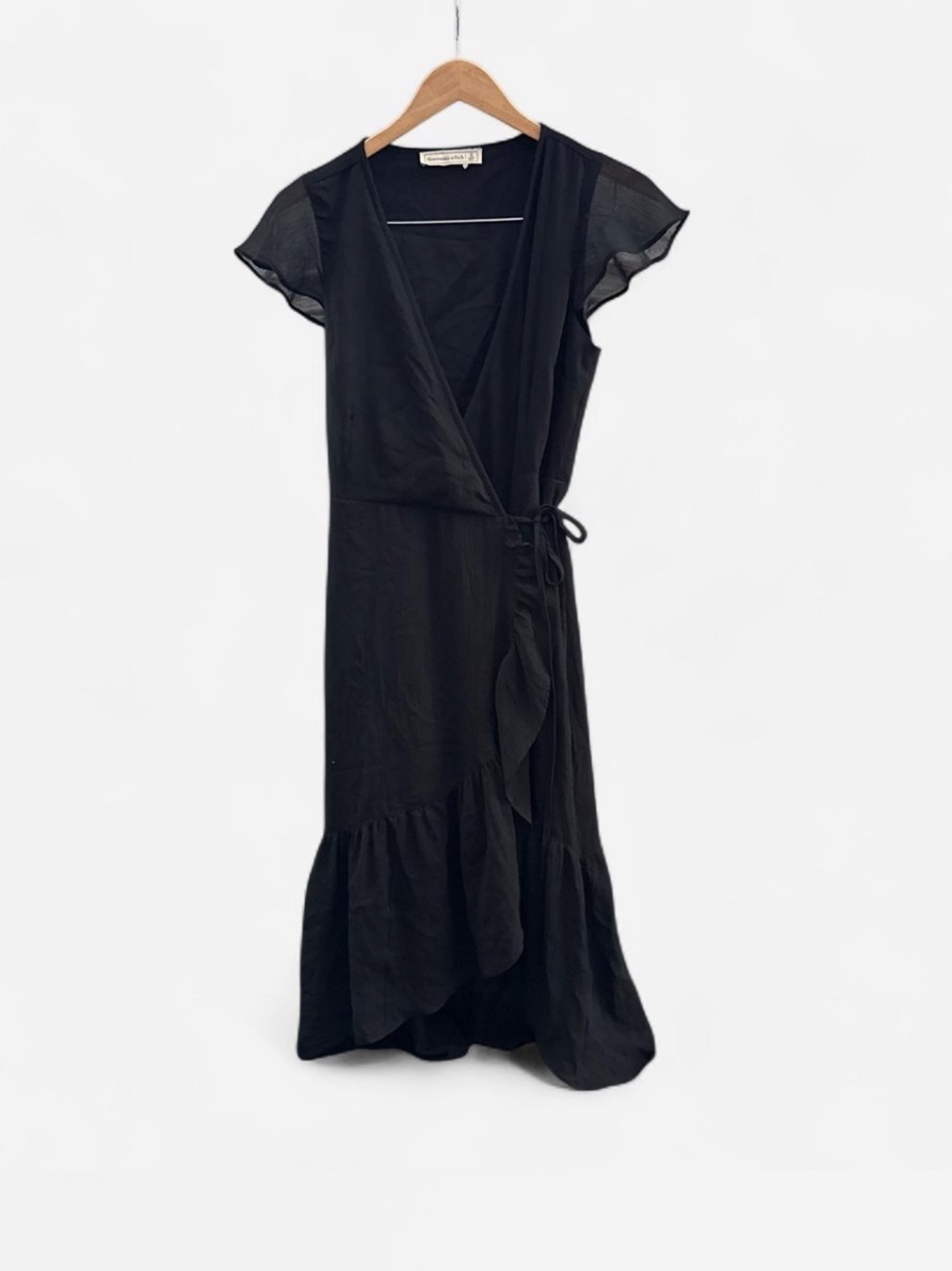 Abercrombie&Fitch Classic Black Wrap Midi Dress grunge fairy gothic witchy sz S